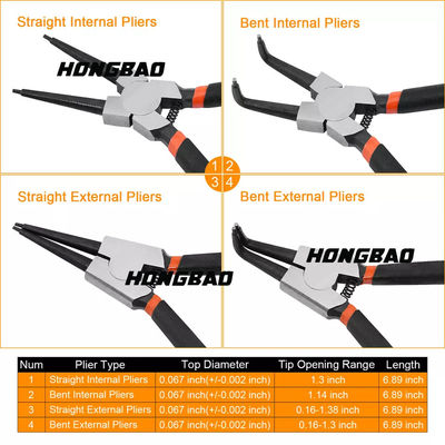 Los alicates de anillo de retención externos internos de retención rápidos de Ring Pliers 4PCS de la combinación fijaron 7 10 12 pulgadas